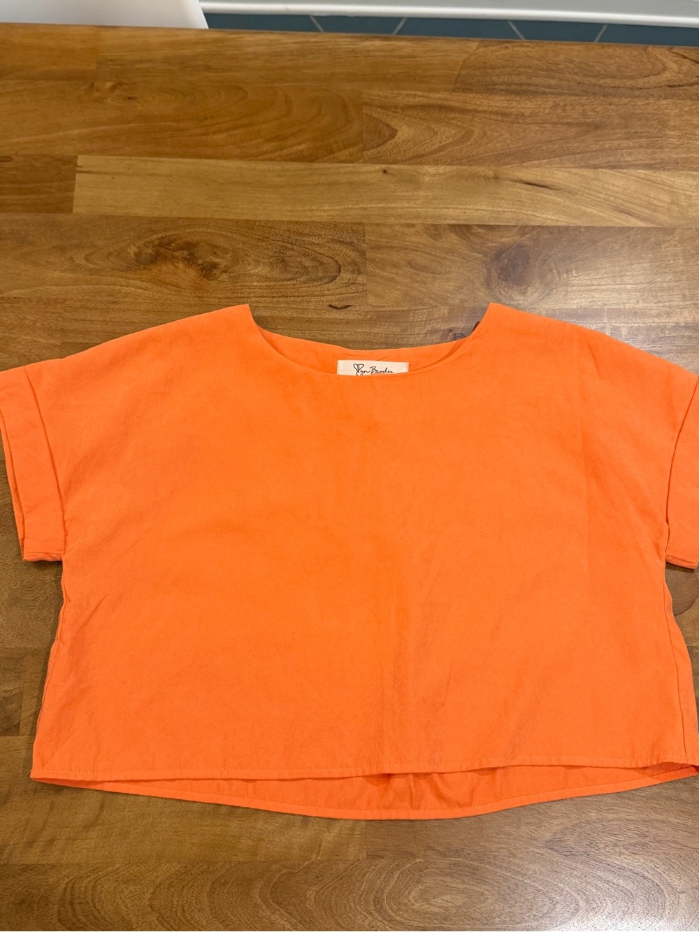 Pyn Burches Women’s Orange Top w/ Cuffed Short Sleeves Size Medium *EUC*